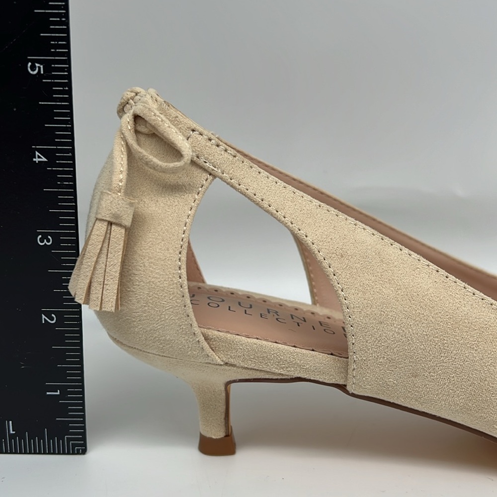 Journee Collection Bindi Nude Kitten Heel Bow and Tassels Side Cutouts Pump 11 - Picture 12 of 16